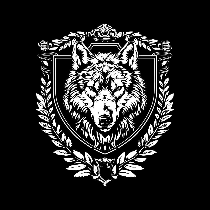 Blason du loup en couronne de feuilles