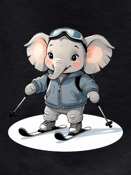 Skiing Elephant Pullover Hoodie