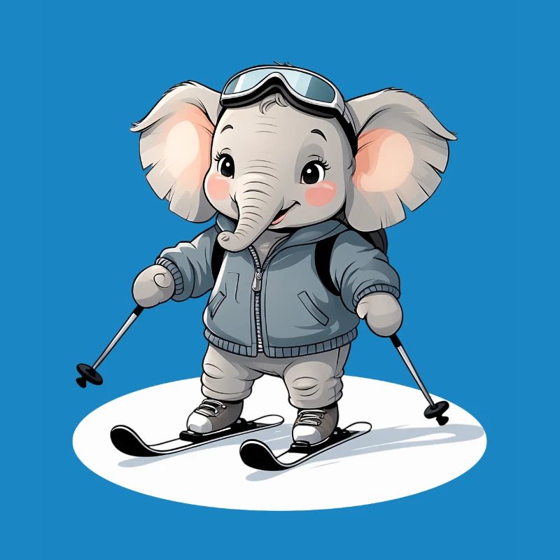 Sweat à capuche éléphant skiant
