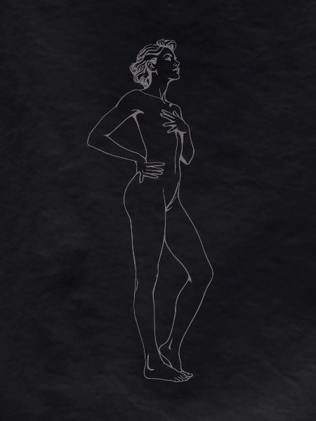 Elegant Nude Drawing Female Silhouette