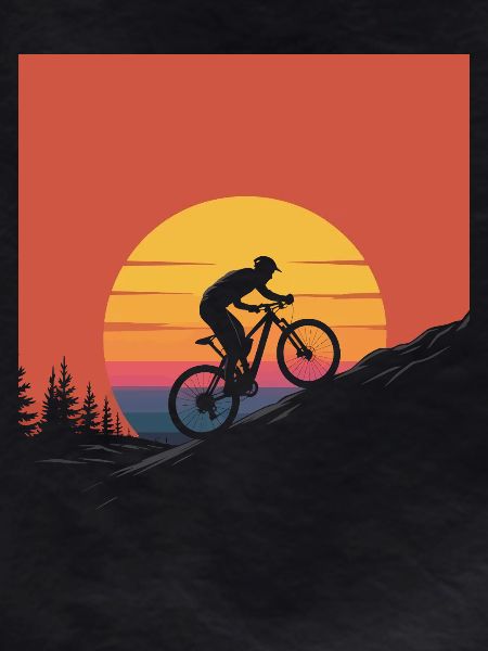 Mountain Biker Sunset Silhouette