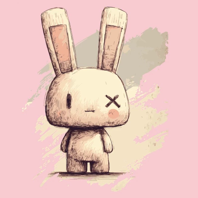 Cute rabbit with X-eyes