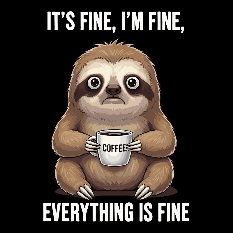 It's okay, I'm fine coffee sloth humor