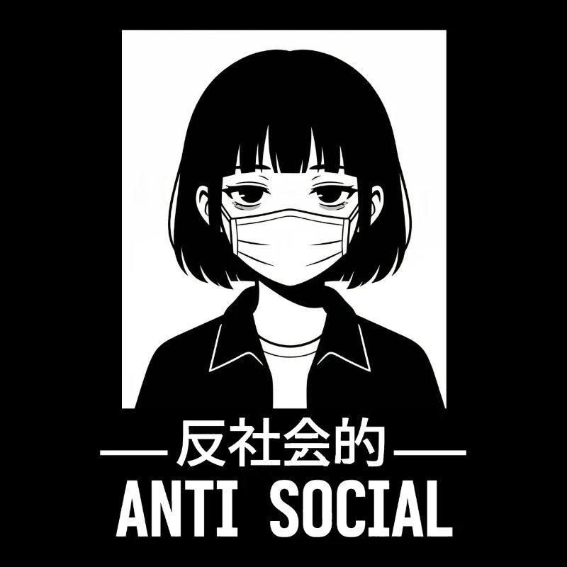 Antisoziales Japanisches Vaporwave Anime Mädchen