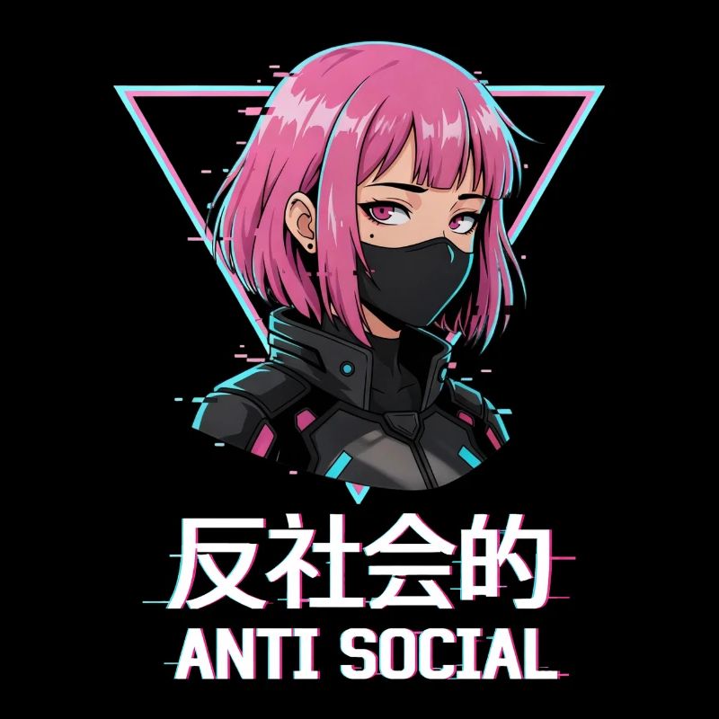 Antisoziales Japanisches Vaporwave Anime Mädchen