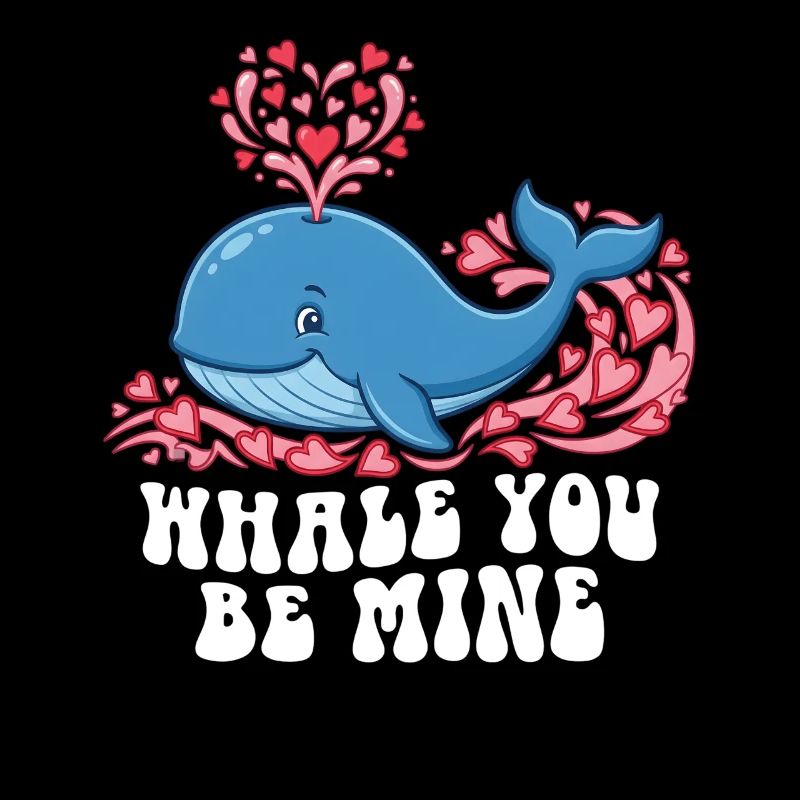 Baleine, tu sois à moi, mignon animal océanique, jeu de mots de la Saint-Valentin