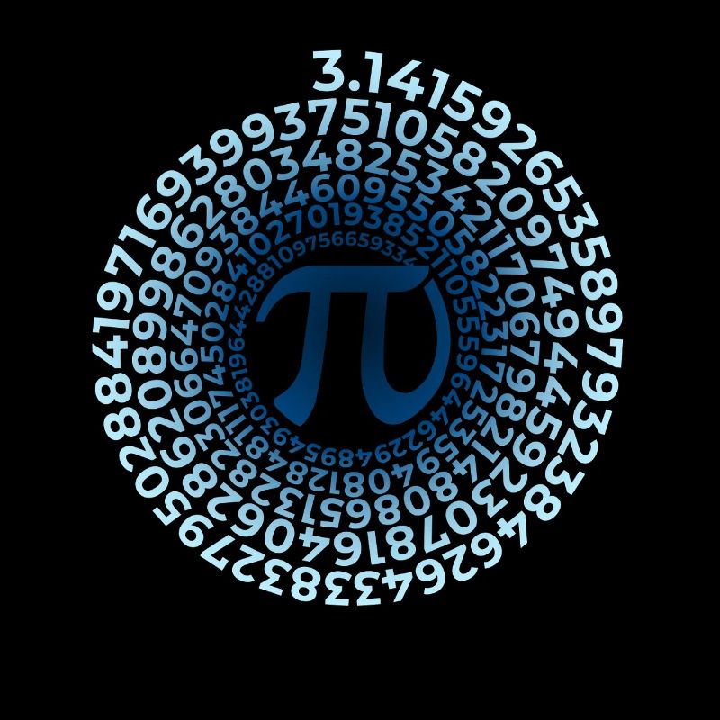 Pi Symbol with Numbers Spiral | District number 3.1415