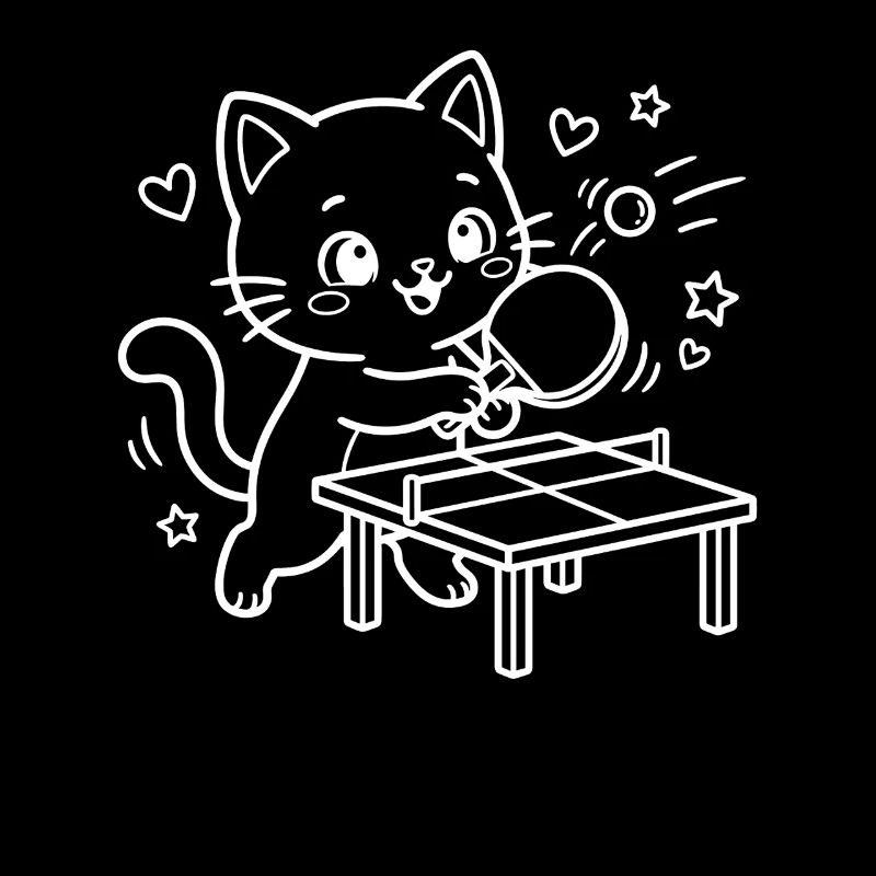 Kawaii Cat Table Tennis Player