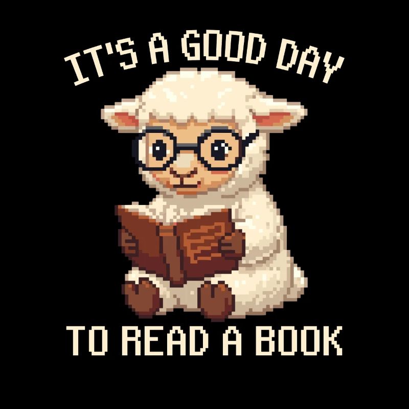Es ist ein guter Tag, um ein Buch zu lesen, Schaf-Pixelkunst