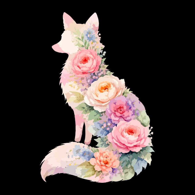 Silhouette florale pastel Fox