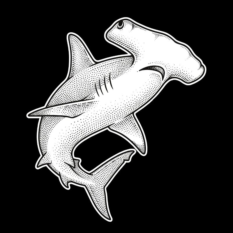 Hammerhead Shark Dot Illustration