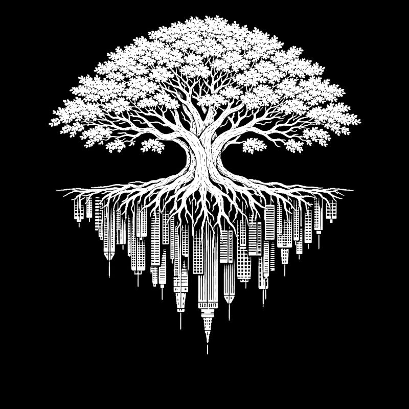 Tree Crumbling City-Camping Nature Lover