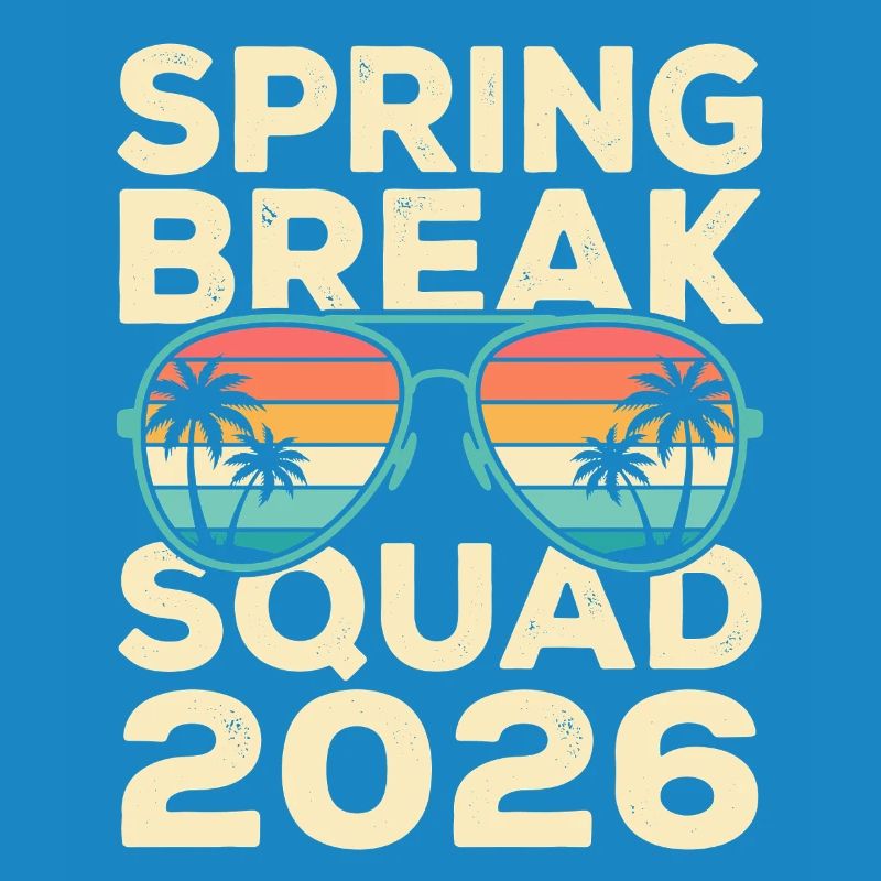Spring Break Squad 2026 Retro Palmen Design