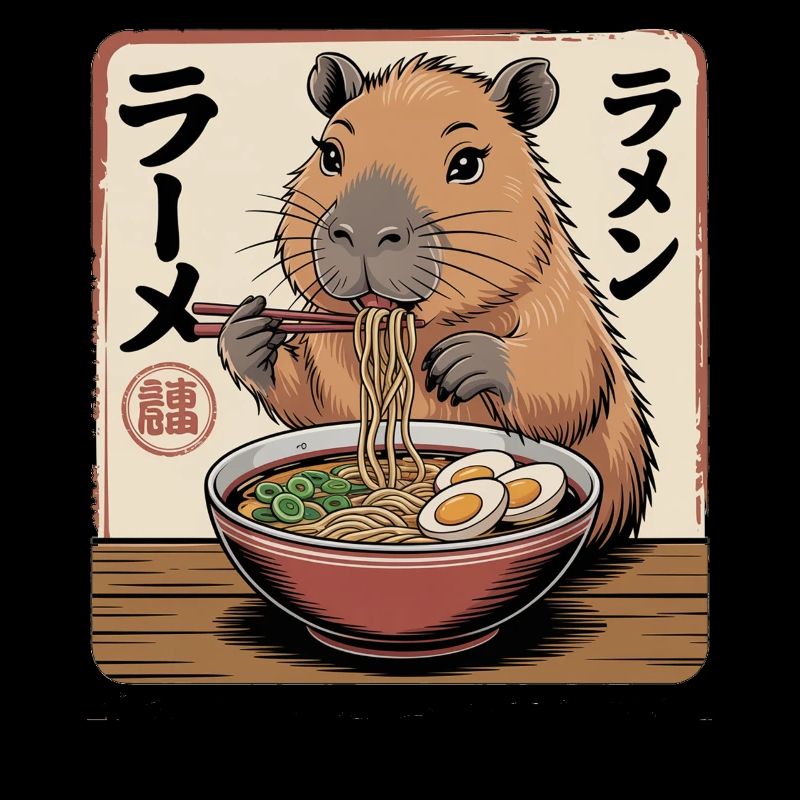 Capybara Ramen Noodle Art
