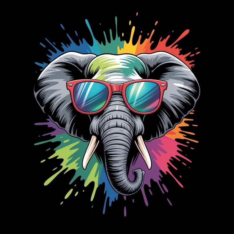 Bunter Elefant Wasserfarben Spritzer