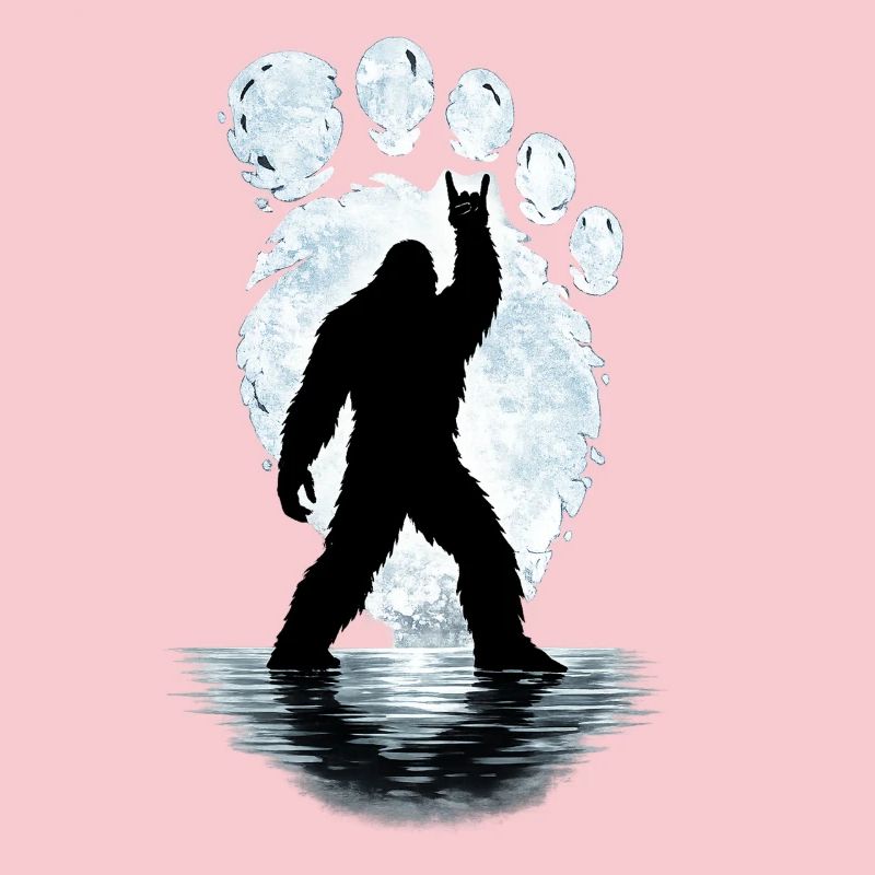 Bigfoot Rock on Shield Sasquatch Yeti Rock & Roll