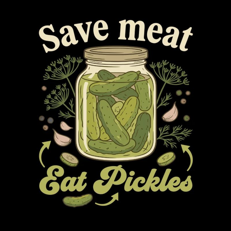 Save Meat Eat Pickles Vegan Funny Saying