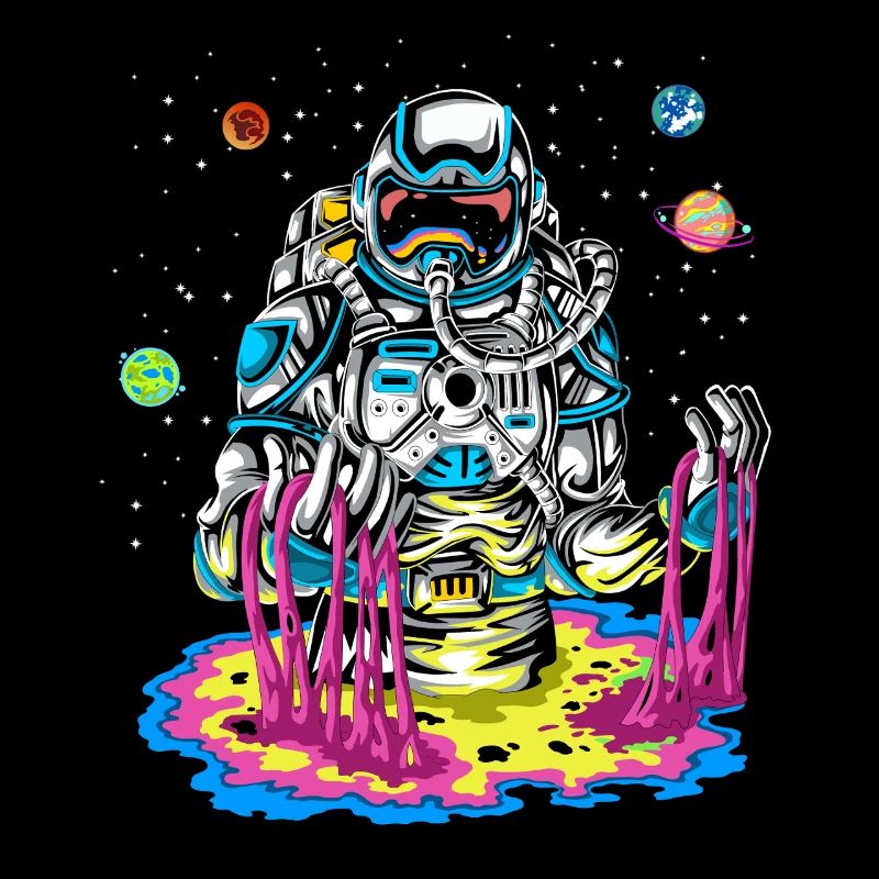 Psychedelische Astronauten-Schmelz-Regenbogen-Weltraum-Schleimkunst