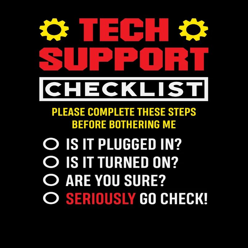 Tech Support Checklist Plug in IT Admin