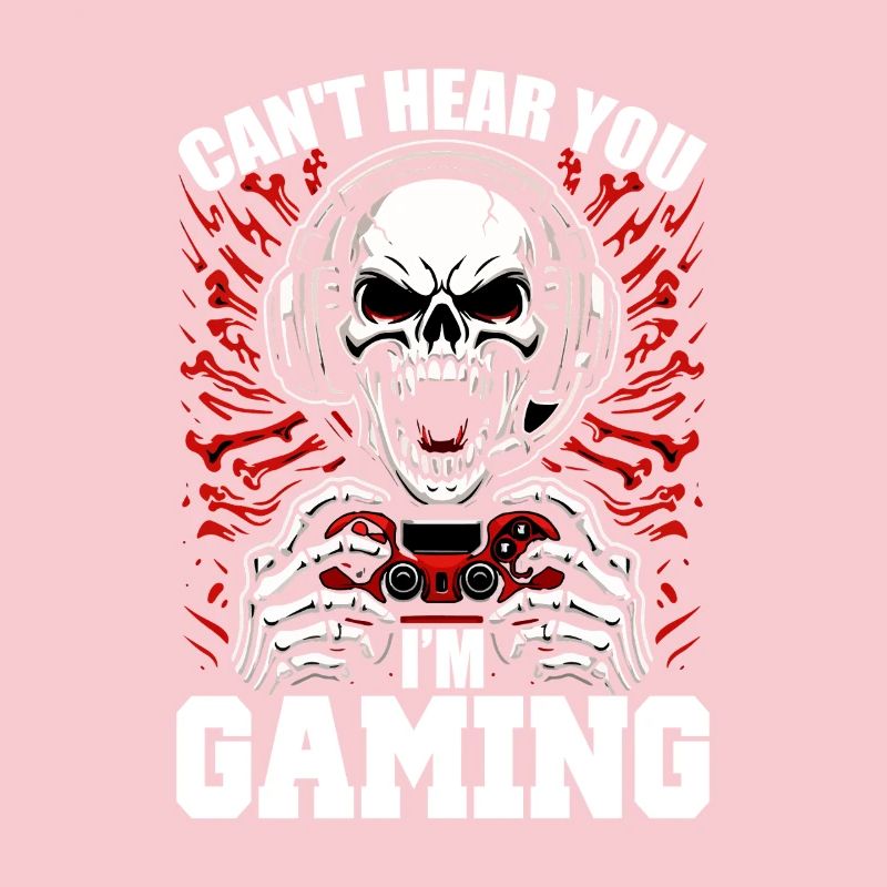 Skull with Gaming Controller Gamer Gaming