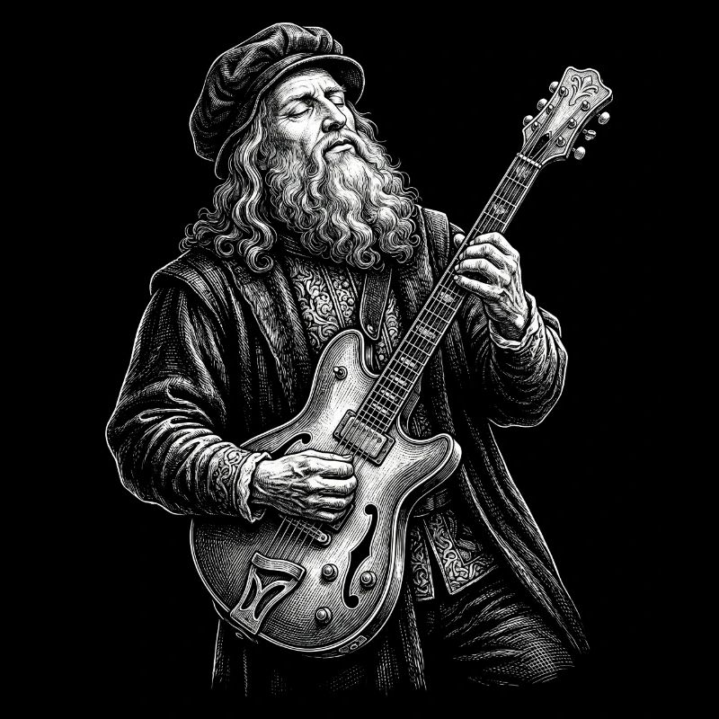 Leonardo Da Vinci joue de la guitare
