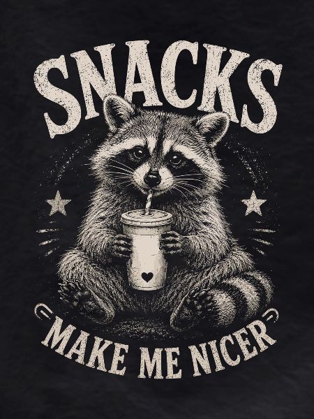 Raccoon, Snacks Make Me Nicer