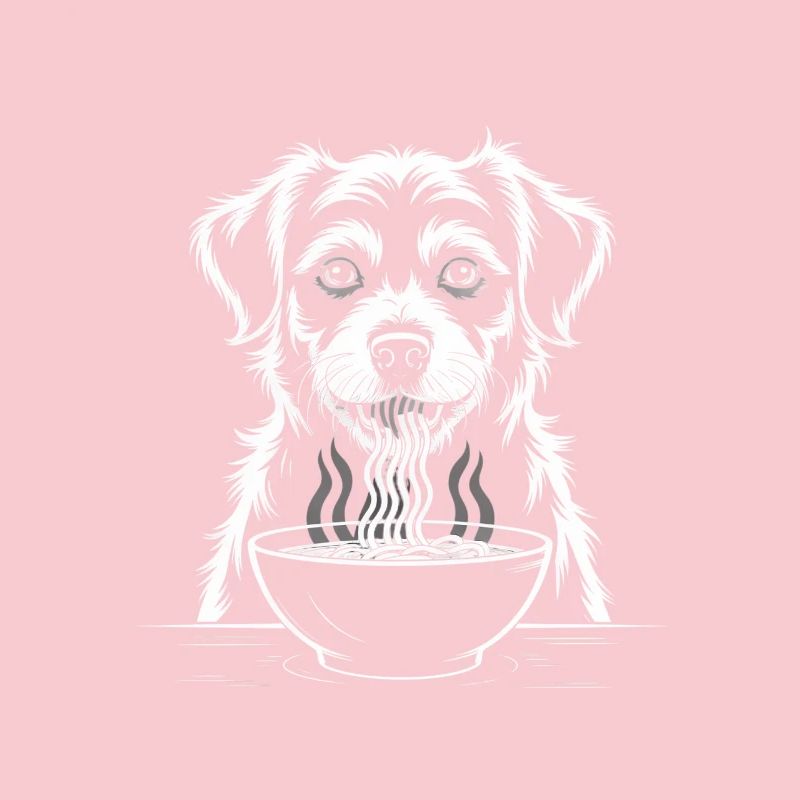 Labrador eats ramen