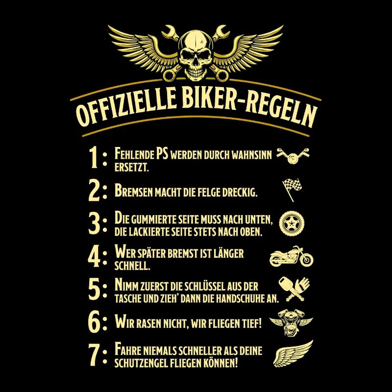 Offizielle Biker Regeln Motorrad Spruch