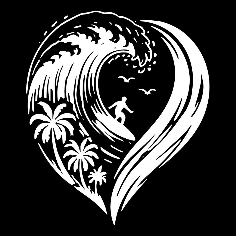 Heart Surfer Waves Ocean Love