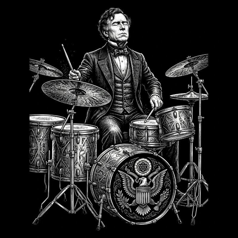 Franklin Pierce spielt Schlagzeug