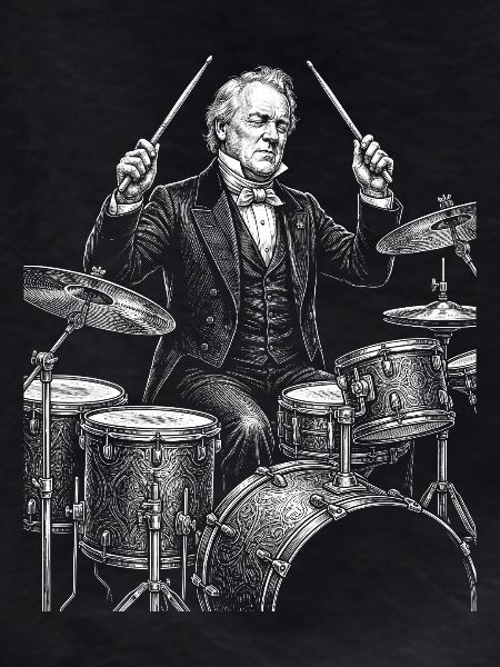 James Buchanan plays drums