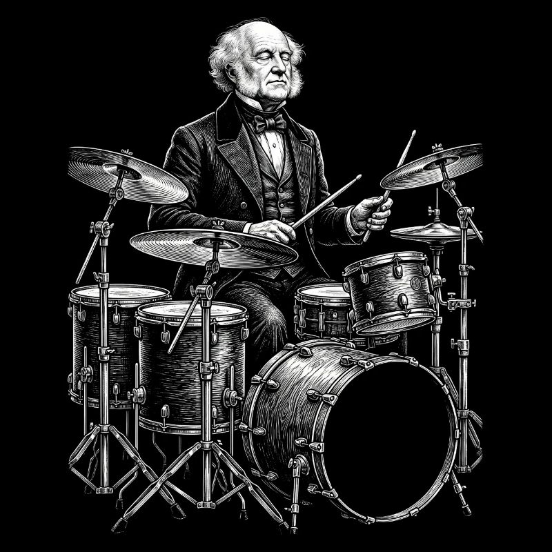 Martin Van Buren plays drums
