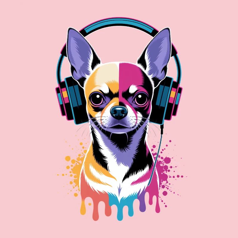Chihuahua mit Kopfhörer