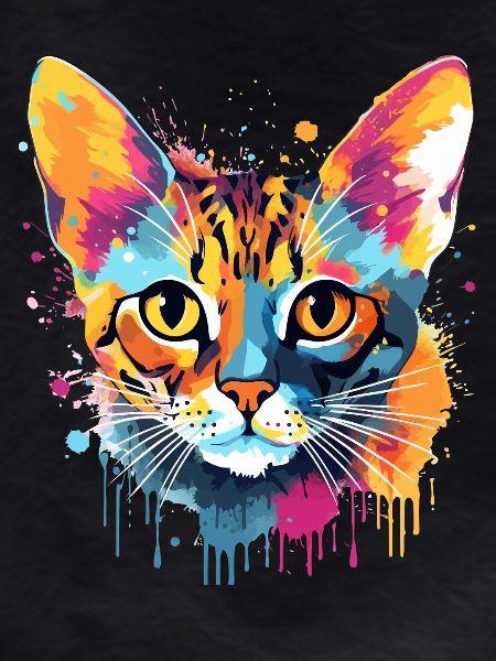 Bunte Bengal-Katzengesicht-Splash-Art