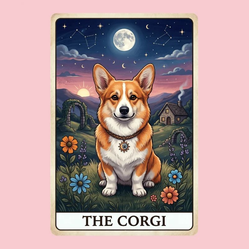 Corgi moonlight in the starry sky