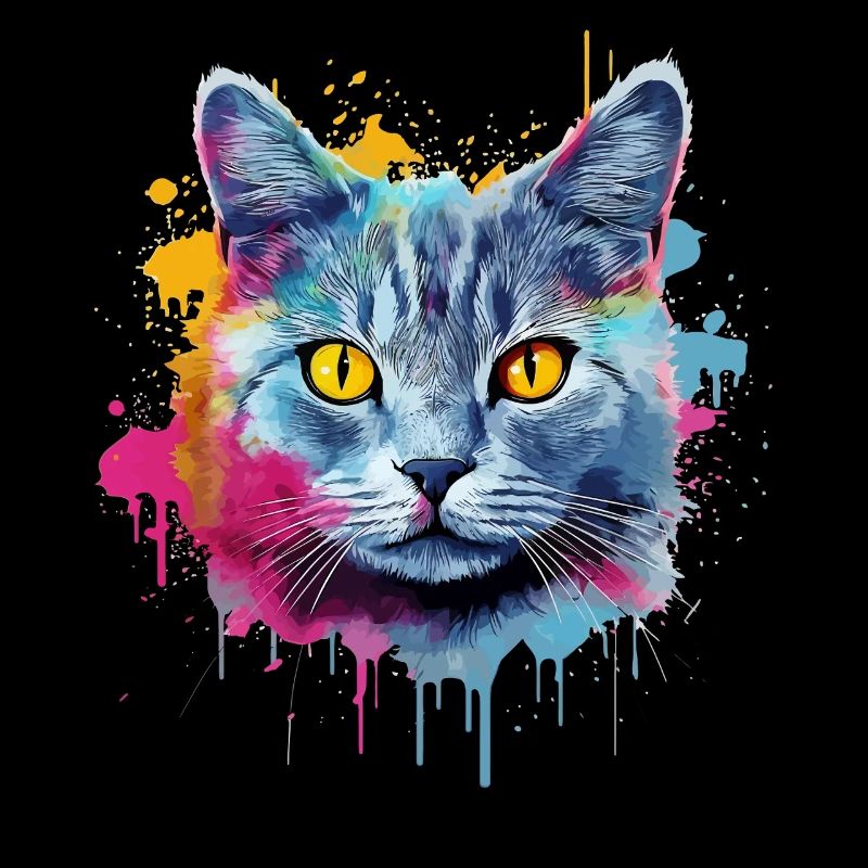 Splash Art Chartreux Katzengesicht Farbe