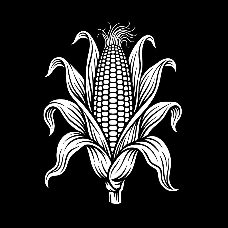 Corn on the cob with leaves: corn nature illustration