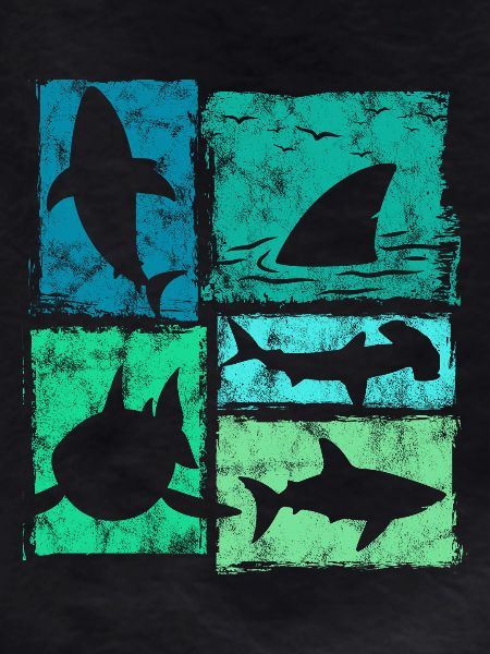 Retro Shark Silhouettes Graphic
