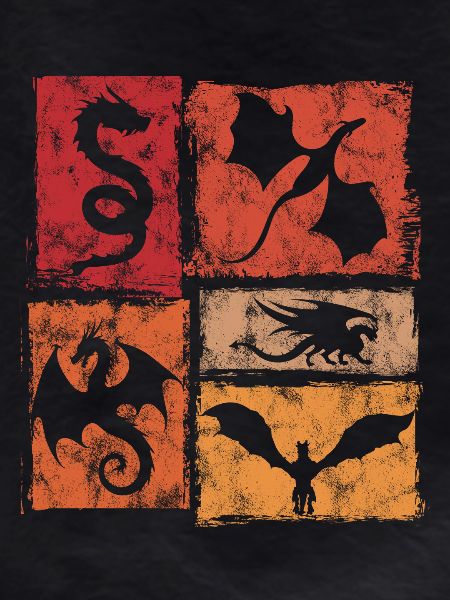 Dragons - Mystical Mythical Creatures - Retro