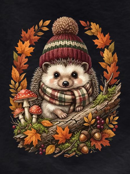 Herbstlicher Igel im Herbstlaub