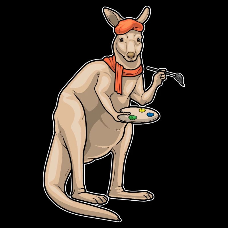 Kangaroo Painter Brush Painting