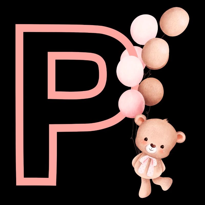 Lettre p rose ours