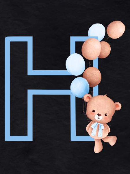 Letter h blue bear