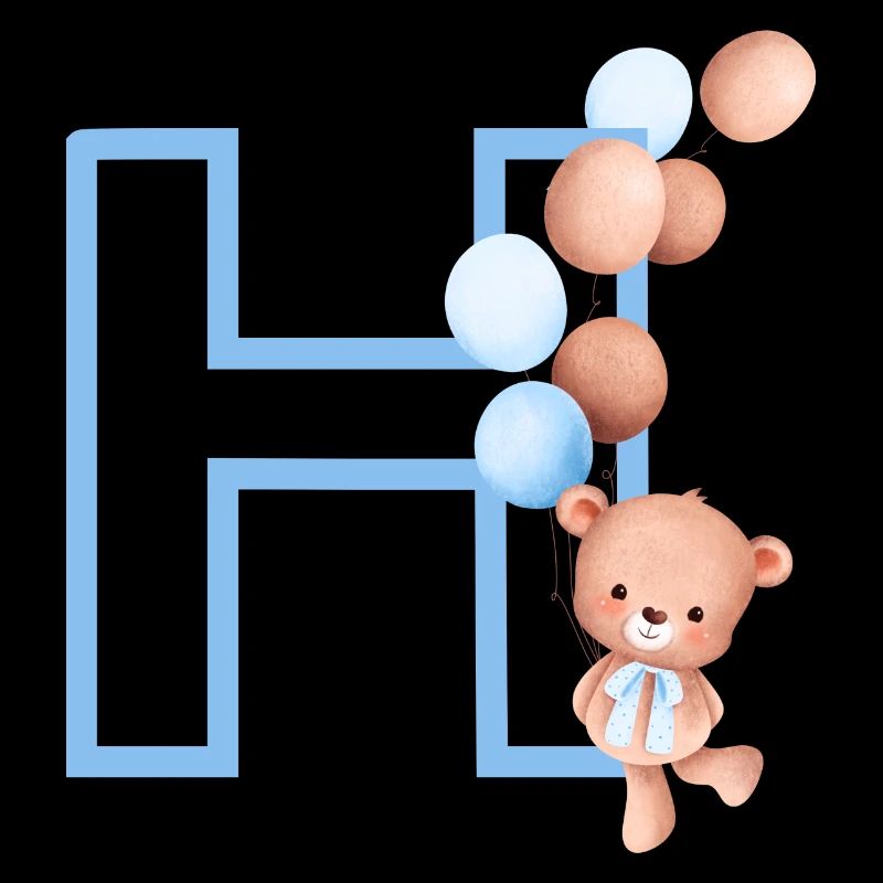 Lettre h bleue ours