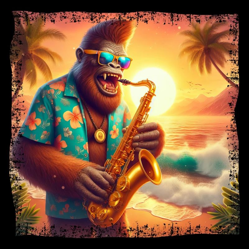 Bigfoot Saxophone Holiday Sunset