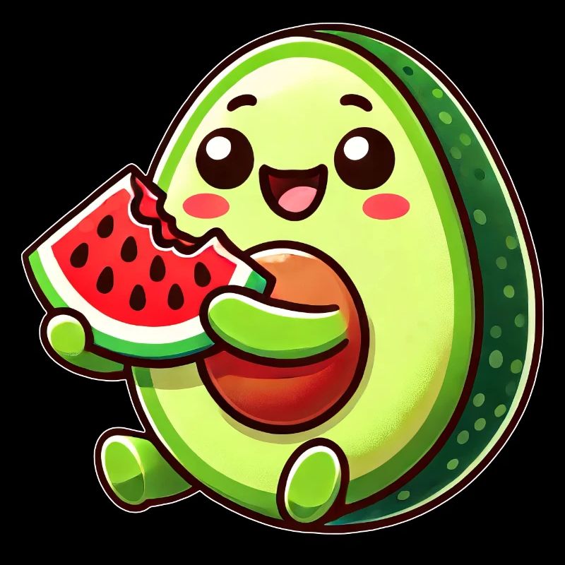 Doux Avocat Melon Dessin Animé Fruit Été