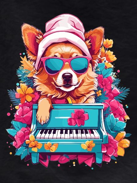 Dog with Piano