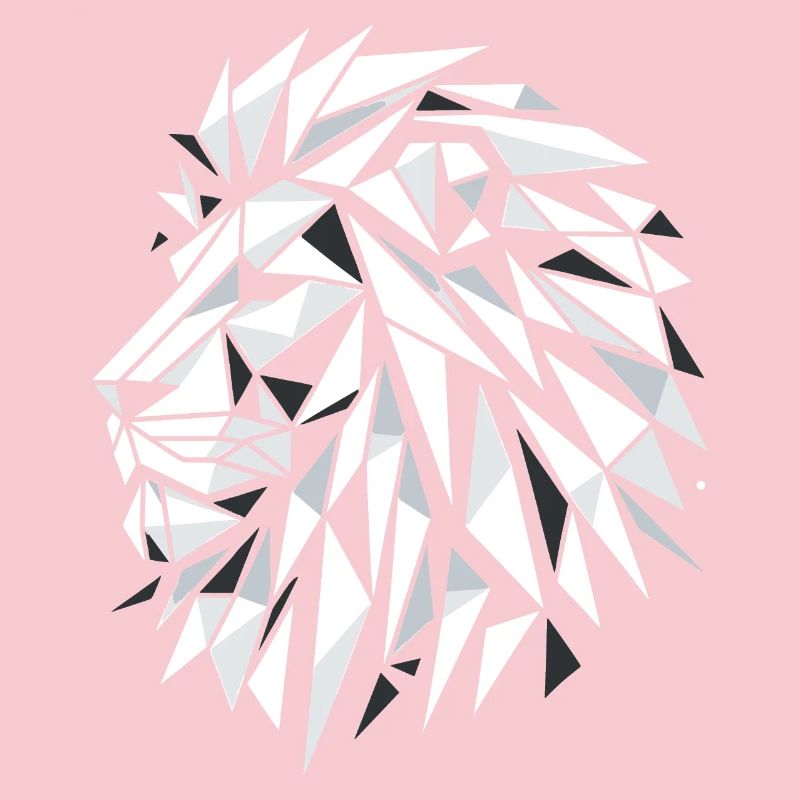Geometric Triangle Circle Black and White Lion Head