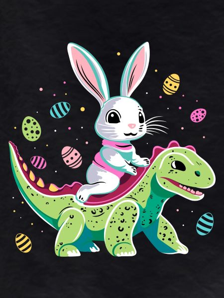 Easter Bunny Rides Dinosaur