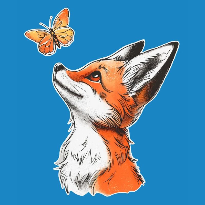 Fuchs mit Schmetterling